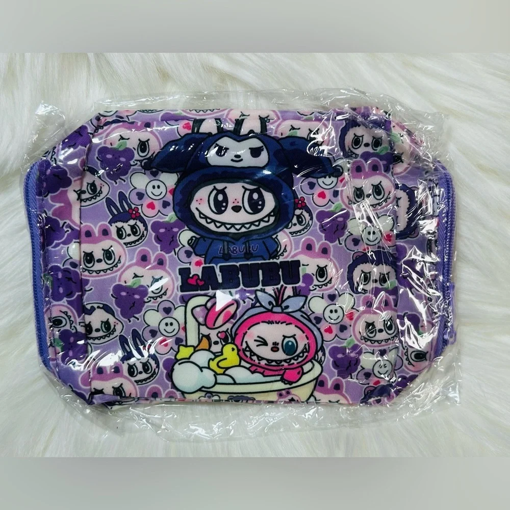 Kids Labubu Cartoon Bath Pouch - Purple, Pink, and blue